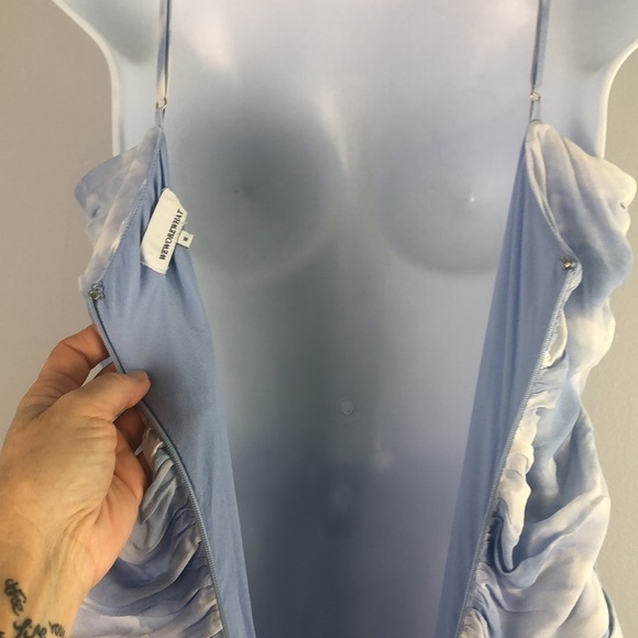 WeWoreWhat Ronnie in Clouds Powder Blue Ruched Lined Revolve Bodycon Mini Dress - Picture 14 of 16